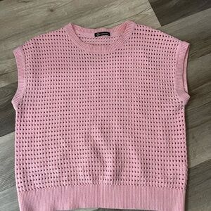 Pink Sleeveless Knit Sweater